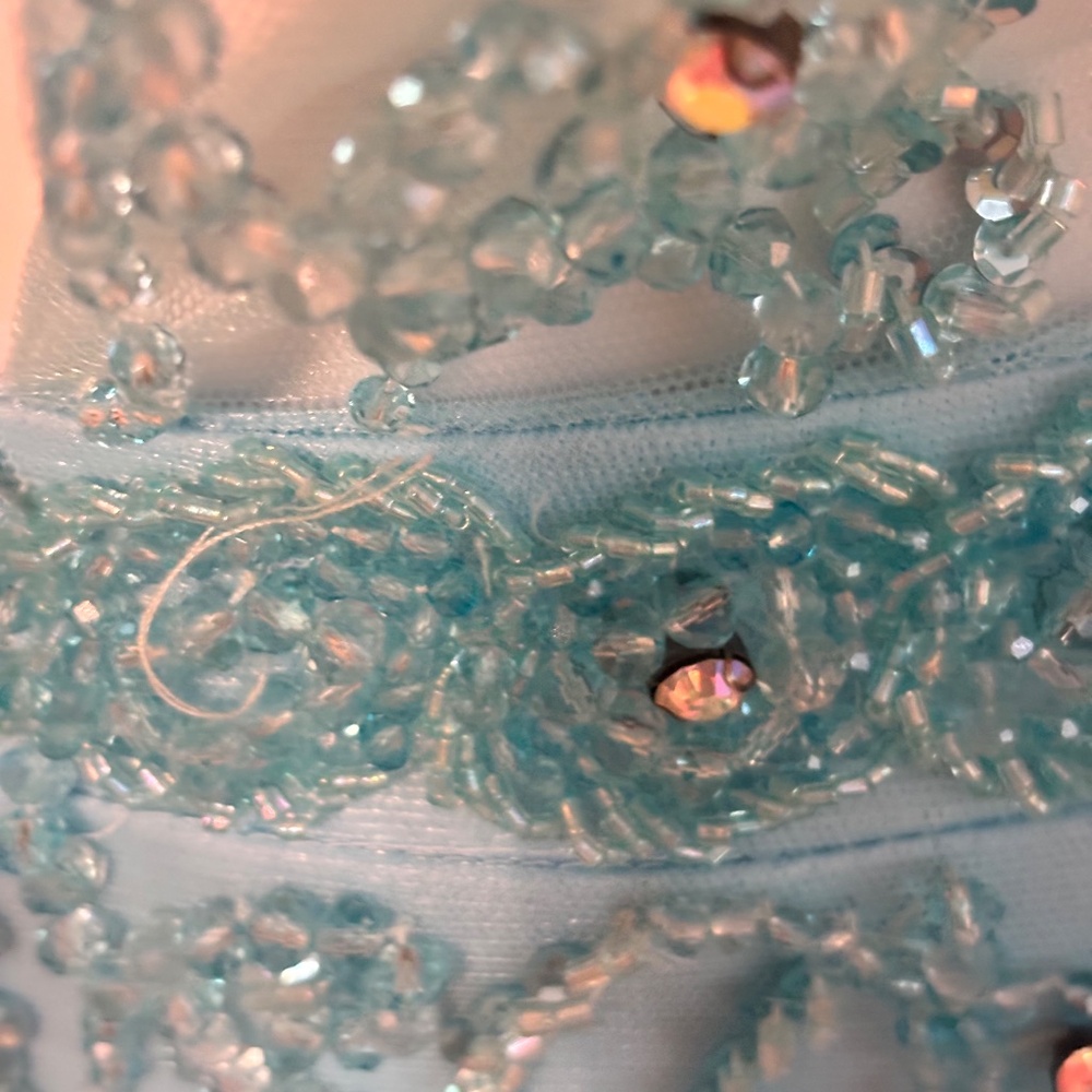 Jovani JVN33695 Prom Dress Aqua Blue Beaded Sz 4 Embellished Bodice - Picture 10 of 13